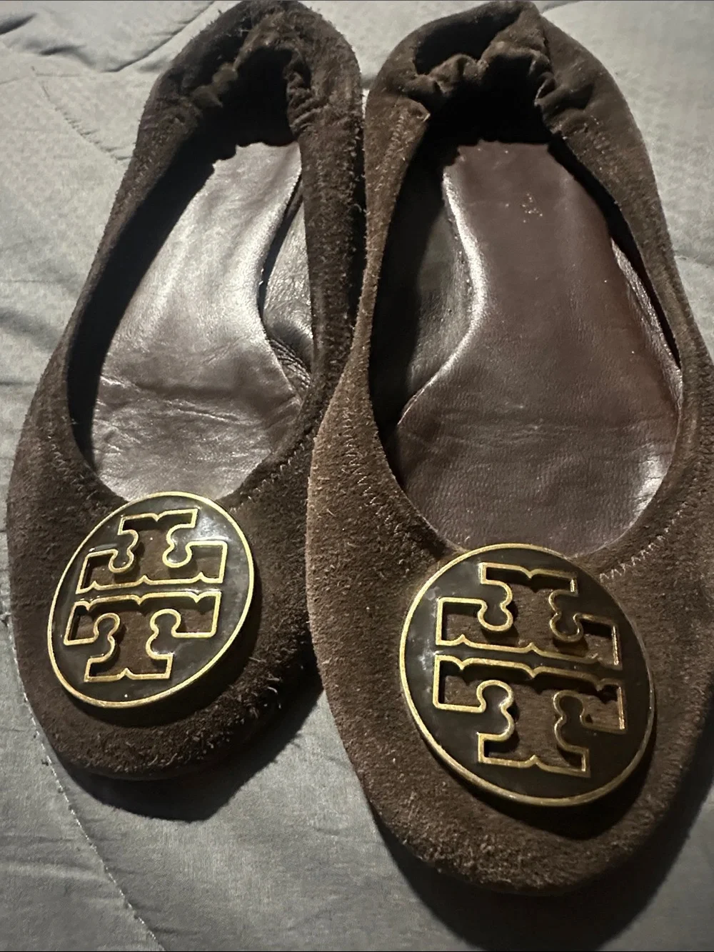 Tory Burch Women's Dark Brown Suede Flats